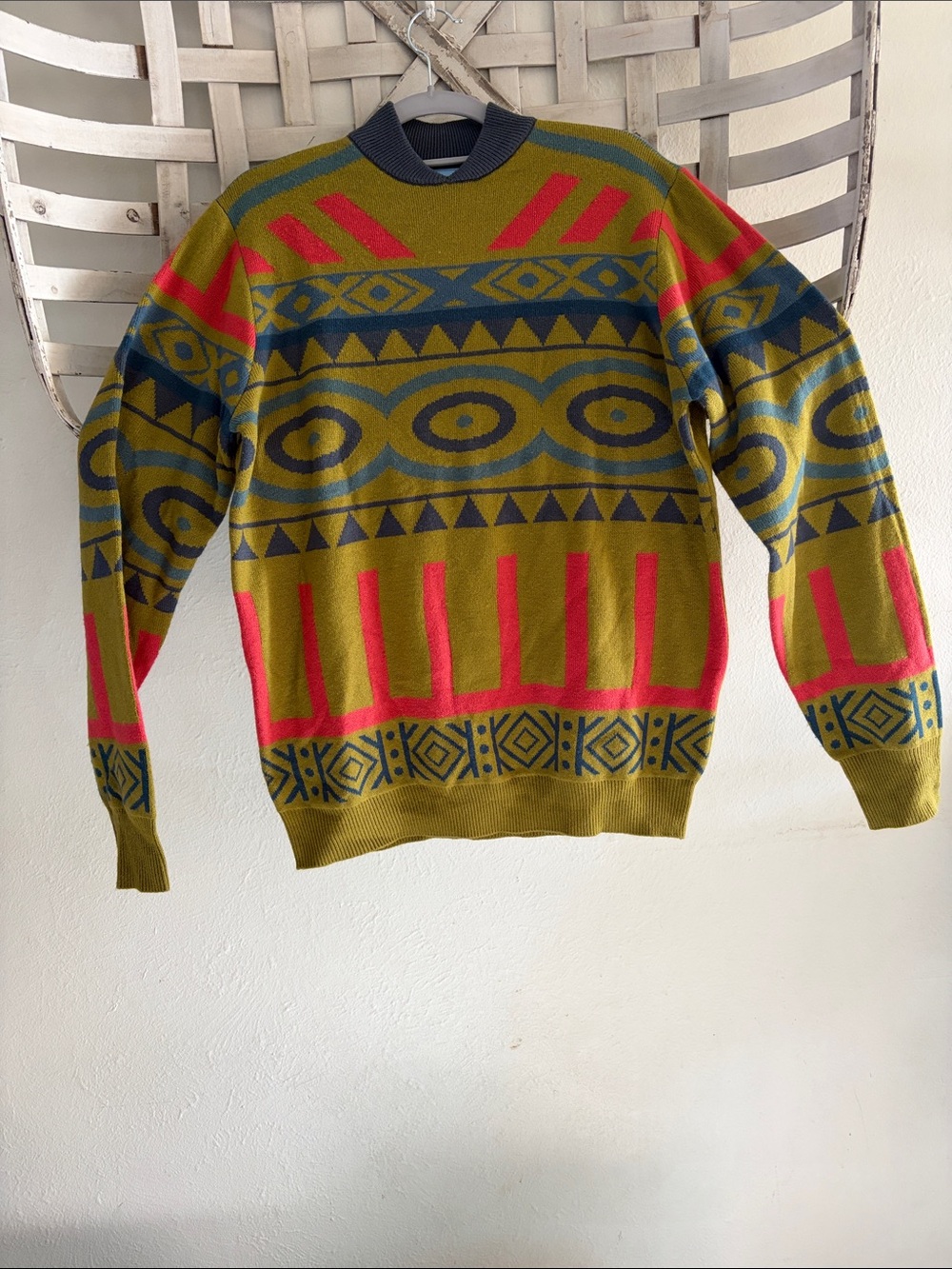 Disney Men's Frozen Oaken Sweater in Olive, Red & Navy